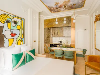 Cuisine ou kitchenette dans l'établissement Merveil - Luxury Suite -Opera - Volney II