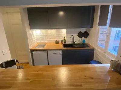 Cuisine ou kitchenette dans l'établissement Petit coin de paradis Paris 16