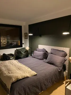 Un ou plusieurs lits dans un hébergement de l'établissement Appartement Design avec Jardin 4 pers 2 Chambres