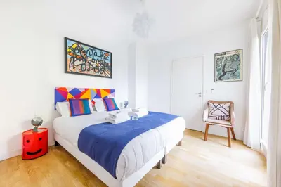 Un ou plusieurs lits dans un hébergement de l'établissement Quiet apartment - 1BR-6P - Vanves