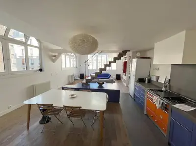 Cuisine ou kitchenette dans l'établissement Magnifique Loft Epinette Baron CityCosy