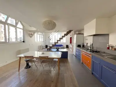 Cuisine ou kitchenette dans l'établissement Magnifique Loft Epinette Baron CityCosy