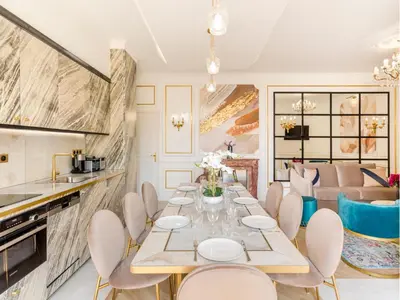 Cuisine ou kitchenette dans l'établissement Merveil - Luxury Suite - Tour Eiffel - Bac I