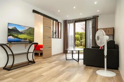 Coin salon dans l'établissement Nets Inn apartments - Robida