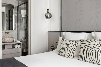 Un ou plusieurs lits dans un hébergement de l'établissement HIGHSTAY - Luxury Serviced Apartments - Centre Pompidou Museum