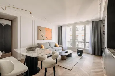 Coin salon dans l'établissement HIGHSTAY - Luxury Serviced Apartments - Centre Pompidou Museum