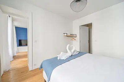 Un ou plusieurs lits dans un hébergement de l'établissement Appart 4pers#2 Bedrooms#Louvres#Palais Royal#Opéra