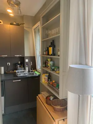 Cuisine ou kitchenette dans l'établissement Porte Maillot-Charming and calm studio at Neuilly