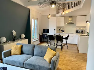 Cuisine ou kitchenette dans l'établissement Le Monceau - Charmant appartement mezzanine Paris