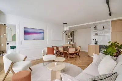 Coin salon dans l'établissement Amazing apartment for 6 in the center of Paris