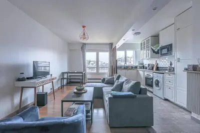 Cuisine ou kitchenette dans l'établissement Charme et confort - proche Tour Eiffel Paris 16