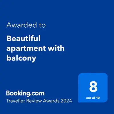 Certificat, récompense, panneau ou autre document affiché dans l'établissement Beautiful apartment with balcony