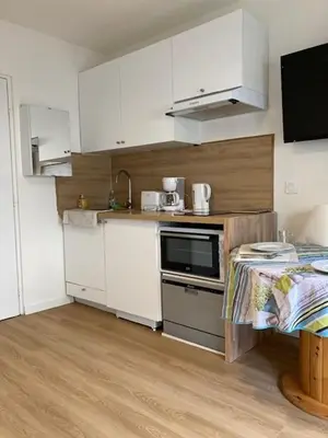 Cuisine ou kitchenette dans l'établissement Charmant Studio à Boulogne Nord proche porte d'Auteuil