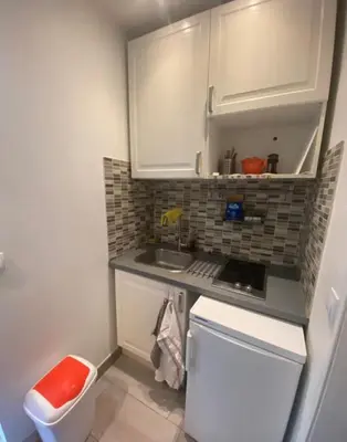 Cuisine ou kitchenette dans l'établissement Small studio near Eiffel Tower