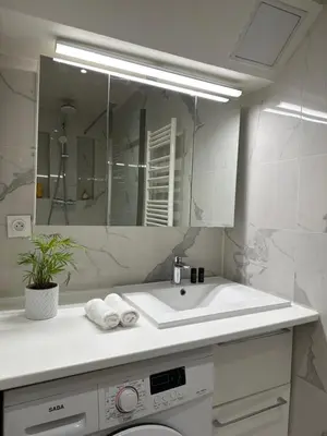 Salle de bains dans l'établissement Cosy, appartement refait à neuf limite 16