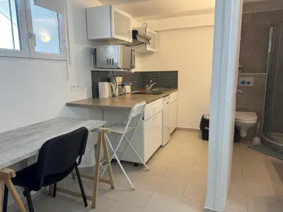 Cuisine ou kitchenette dans l'établissement Charming intim apartment in Paris South