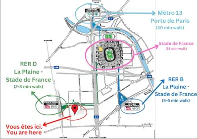 Plan de l'établissement F4 lumineux proche du stade de France