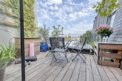 Balcon ou terrasse dans l'établissement Luxury Penthouse with A/C Terrace & View-Le Marais