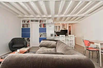 Coin salon dans l'établissement Charming apartment in LE MARAIS