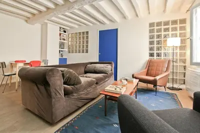 Coin salon dans l'établissement Charming apartment in LE MARAIS