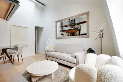 Coin salon dans l'établissement Charming 2BR - 5P - Eiffel Tower - Trocadero