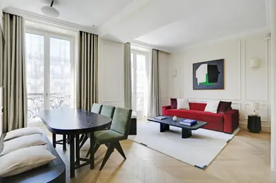Coin salon dans l'établissement TheLander - Serviced Apartments in Louvre - Rivoli