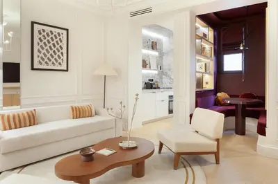 Coin salon dans l'établissement TheLander - Serviced Apartments in Louvre - Rivoli