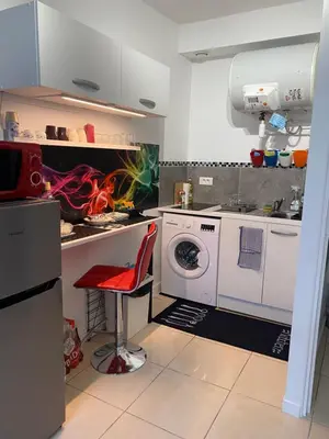 Cuisine ou kitchenette dans l'établissement Paris Sud-porte de Gentilly mignon T2 250 m de Paris