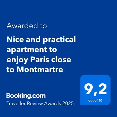 Certificat, récompense, panneau ou autre document affiché dans l'établissement Nice and practical apartment to enjoy Paris close to Montmartre