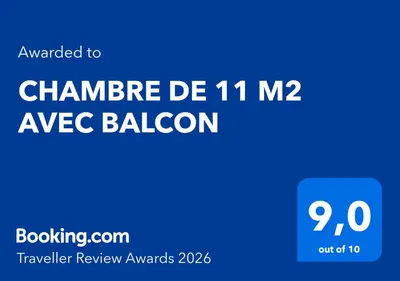 Certificat, récompense, panneau ou autre document affiché dans l'établissement CHAMBRE DE 11 M2 AVEC BALCON