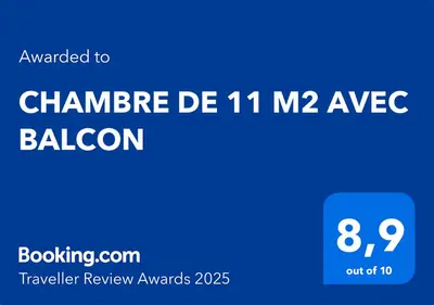Certificat, récompense, panneau ou autre document affiché dans l'établissement CHAMBRE DE 11 M2 AVEC BALCON