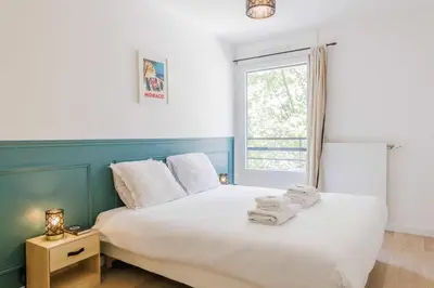 Un ou plusieurs lits dans un hébergement de l'établissement Modern apartment - 2BR-5P - Puces de Saint-Ouen