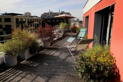 Jardin de l'établissement Duplex grande terrasse, vue sur Canal