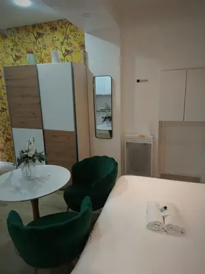 Un ou plusieurs lits dans un hébergement de l'établissement Modern Renovated studio with a touch of gilded glamour central Paris