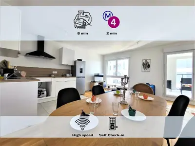 Cuisine ou kitchenette dans l'établissement Le Lucie - Bain de lumière au pied du métro