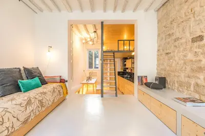 Coin salon dans l'établissement Loft in Pernety