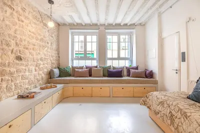 Coin salon dans l'établissement Loft in Pernety