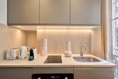 Cuisine ou kitchenette dans l'établissement Elegant Studio Bastille - Le Marais