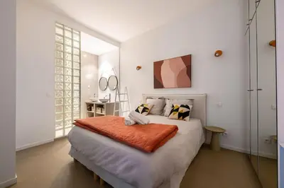 Un ou plusieurs lits dans un hébergement de l'établissement Superbe Loft 67 m2 Bastille Marais