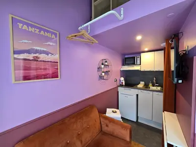 Cuisine ou kitchenette dans l'établissement 3G- Studio tout équipé avec cuisine proche Paris