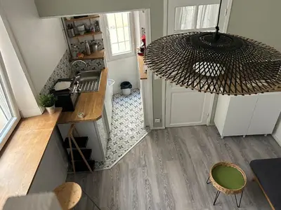 Cuisine ou kitchenette dans l'établissement Lovely studio Crimee