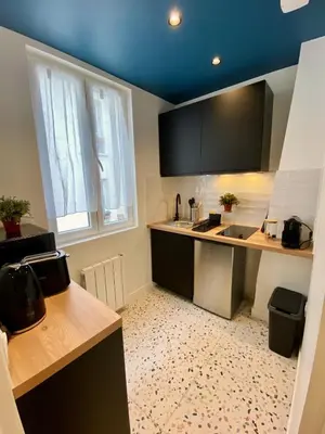 Cuisine ou kitchenette dans l'établissement Les Appartements du Grand Hôtel Clichy Paris