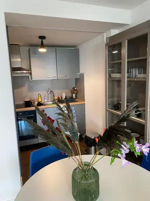 Cuisine ou kitchenette dans l'établissement Haut Standing Suresnes