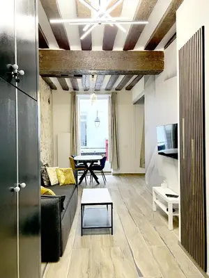 Télévision ou salle de divertissement dans l'établissement MARAIS Appartement 2 Chambres 2 Salles de bain - SPA JACUZZI !