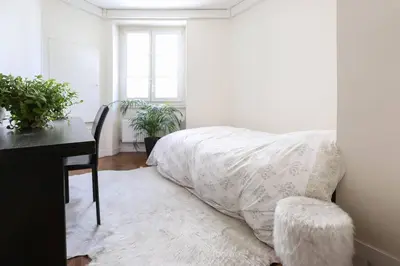 Un ou plusieurs lits dans un hébergement de l'établissement Central and Parisian style - 3 bedrooms