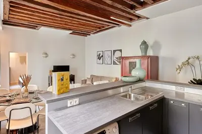 Cuisine ou kitchenette dans l'établissement Apartment center of Paris by Studio prestige