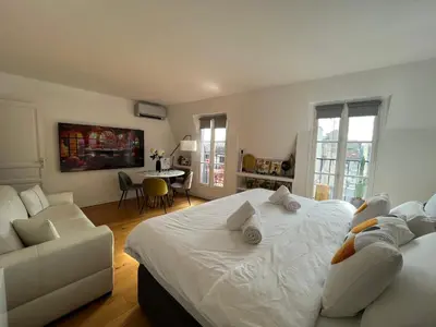 Télévision ou salle de divertissement dans l'établissement Marais - Pompidou 2, rue Simon le Franc - 4 people