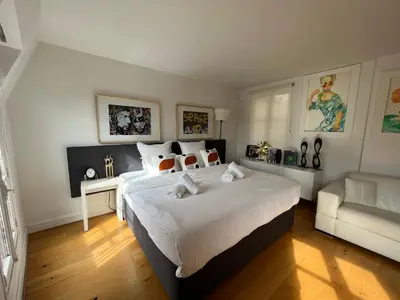 Un ou plusieurs lits dans un hébergement de l'établissement Marais - Pompidou 2, rue Simon le Franc - 4 people