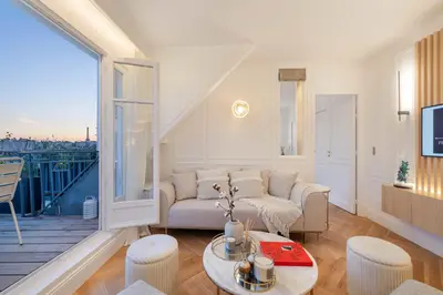 Coin salon dans l'établissement Elegant apartment - 2BR-4P - Vivienne