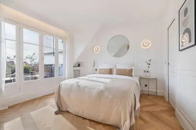 Un ou plusieurs lits dans un hébergement de l'établissement Elegant apartment - 2BR-4P - Vivienne